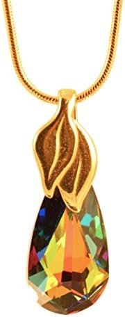 Dew Drop Swarovski Crystal Necklace - Goldplated (Peacock Rainbow)