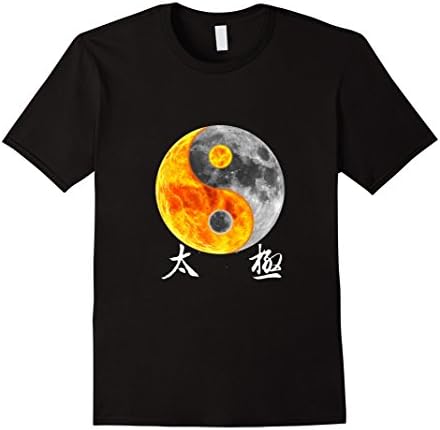 Mens Yin Yang T-Shirt Tai Chi Symbol Sun Moon Chinese Kung Fu Tee Medium Black