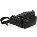 Leather Fanny Pack Waist Bag 6 Pockets Adjustable Belt Strap Travel Pouch Black