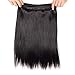 Beauhair Straight Hair Bundles with Closure Brazilian Straight Virgin Hair 3 Bundles with Lace Closure Free Part Human Hair Extensions Natural Black Color (16/18/20+16 Inch, Bundles with Closure)