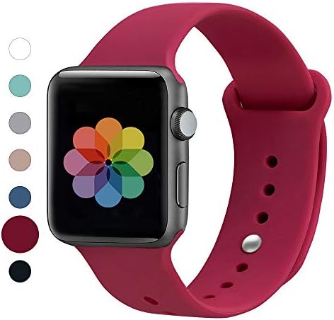 FnKer Sport Band Compatible with Apple Watch Band 38mm 42mm 40mm 44mm, Soft Silicone Sport Strap Replacement Bands Compatible for iWatch Apple Watch Series 4/3/2/1 S/M M/L