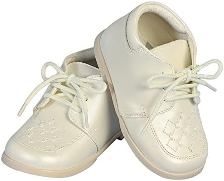Angels Garment Boys Ivory Lace-Up Leather Christening Shoes 3 Baby