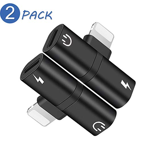 [2 Pack] for iPhone Adapter Headphone Jack Splitter Earphone Connector Convertor Accessories Dongle for iPhone 11/11 Pro/11 Pro Max/X/XR/XS/XS Max/8/8 Plus/7/7 Plus [Audio Charge Call Remote] Cables