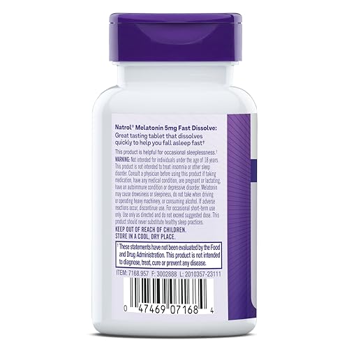 NATROL FAST DISSOLVE MELATONIN 5 MG, MELATONIN SUPPLEMENTS FOR RESTFUL SLEEP, SLEEP SUPPORT FOR ADULTS, 30 STRAWBERRY-FLAVORED TABLETS, UP TO A 30 DAY SUPPLY