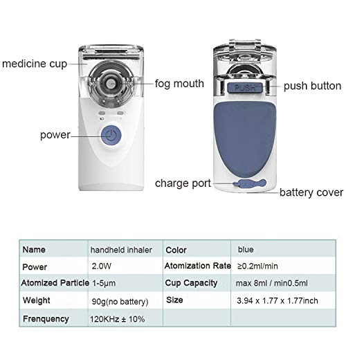Intee Handheld Portable Inhaler Ultrasonic Nebulizer Strong Mist for Kids Adults