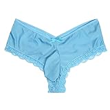 YiZYiF Men's Pouch Sissy Lace Floral Underwear Criss-Crossing Bikini Panties Lingerie Sky Blue Large(Waist31.0-44.0