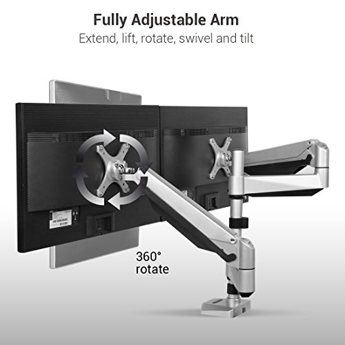Loctek D7SD Dual Monitor Mount Has Dual Stacking Arm, Desk Clamp