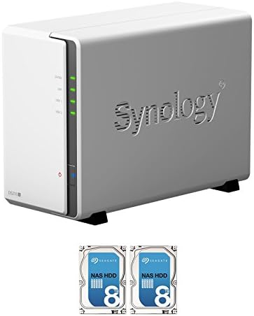 Synology Disk Station DS216J 2-Bay NAS, 2x8TB (16TB) Seagate IronWolf NAS HDD Installed, RAID 1 Mirror Built, EV-DS216J16N, w/ All-Systems-Go by Evodo
