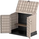 Duramax StoreAway 850L Plastic Garden Shed Outdoor Wheelie Bin Store Taupe view 10