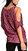 NENONA Women's Cut Out Off Shoulder Blouse Short Sleeve Loose Fit Shirt Top (Red-XL)