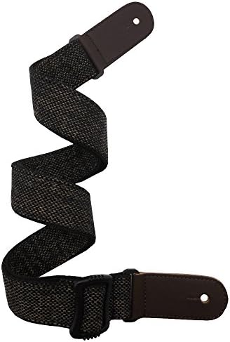 LONGTAI Classical Ukulele Straps Soft Cotton Linen Braided with Button,Real Leather Ends,Neck Ties for Hawaiian Guitar (Deep Brown)