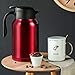SDREAM 68 Oz Coffee Carafe Stainless Steel Double Walled Thermal Carafe Heat Retention Vacuum Thermos Tea Pot for Keeping Hot/Cold Beverage (Red)