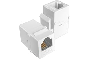 NECABLES 2Pack CAT3 Telephone Keystone Jack Phone Keystone Coupler RJ11 6P4C Female to Female White
