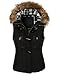 makeitmint Women's Plaid Hooded Padded Vest w/Detachable Faux Fur Trim
