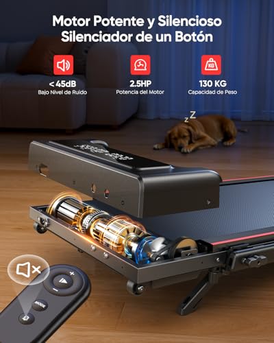 Treadmill, 9% tilt, 12 km/h, electric foldable 4-in-1, compact and portable, 2.5 HP, can be placed under the sofa, remote control, app, double LED screen, suitable for home office