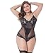 JYVIN Plus Size Lace Teddy Black Sexy Lingerie Chemise Sets Babydoll Bodysuit