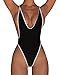 Women Swimsuit One-Piece Sexy Backless Monokini Bathing Suit with Strap (US 4 / Label S, Black)