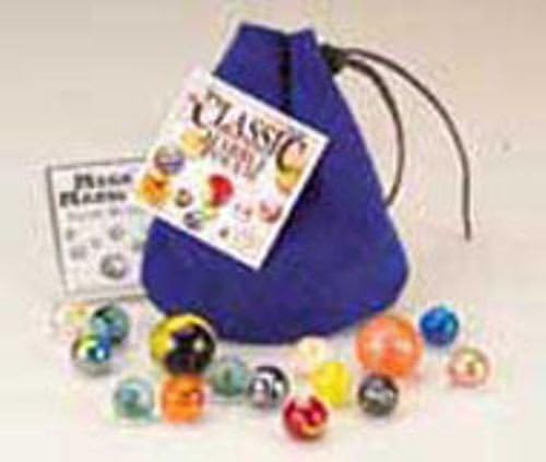 FS-USA 93834 Leather Pouch - Blue with Marbles &amp; Game Rules