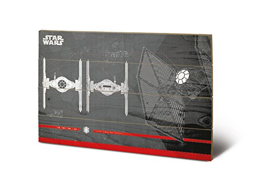 STAR WARS: The Last Jedi Tie Fighter Plans 40x59cm Wooden Wall Art, Multicoloured