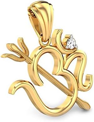 ArtLine Jewels Hindu Religious OM Trishul God Pendant With Chain Yellow Gold Fn Alloy Simulated Diamond