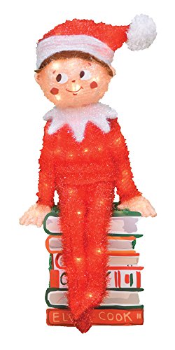 ProductWorks 24-Inch Pre-Lit Elf on a Shelf Christmas Yard Decoration, 50 Lights