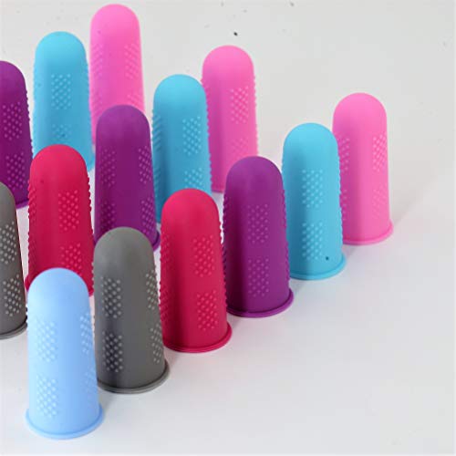 Finger Protectors [Flex Series - 18-Pack] Silicone Non-Stick Finger Covers [All in Size Medium - 3 of Each Color in 6 Colors] for Hot Glue/Sewing/Wax/Rosin/Resin/Honey/Adhesives - Thumbnail 6