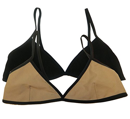 Anemone Women's Sexy Cotton Bralette (One Size, 2 Pack: Black/Nude)