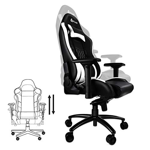 KLIM-Esports-Sedia-da-Gaming-di-Alta-qualit-Nuova-Finiture-di-Precisione-Regolabile-Cuscini-Bianchi-Nuova-2019-Versione
