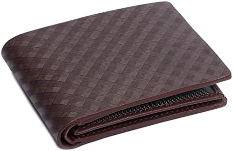 OHM Leather New York Plaid Style Textured Wallet (Brown)
