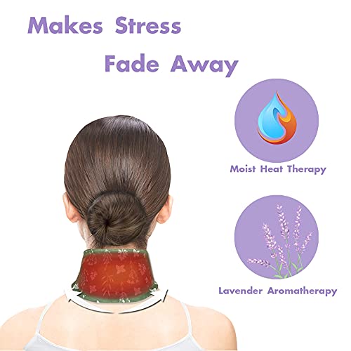 Neck Pain Relief Self Heating Pad with Lavender Fragrance,Portable and Disposable Heated Neck Wrap Without Electric or Microwave,Moist Heat Therapy for Neck Pain and Spasm, 19.7 In