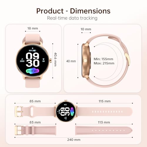 Smart Watch for Women Compatible iPhone/Android/Samsung,1.27" Montre Intelligente Femme with Heart Rate/Sleep/Health Monitor, Waterproof Ladies Digital Fitness Tracker,120+ Sports Mode