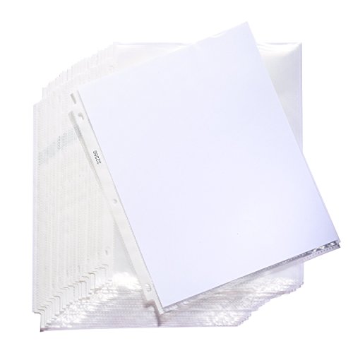 Sheet Protectors, Non-Glare, Top Loading Plastic Binder Sheet Protectors - Reinforced 3 Hole Design - 2.4 MIL Thickness - Keep Your Important Papers and Documents Safe - 9 x 11 Inch - 50-Pack - Thumbnail 2