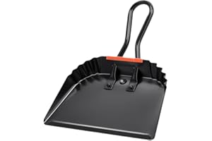 Luejnbogty Industrial Metal Dustpan 12Inch Dust Pan with Handle Handheld Dustpan Wide Scoopers Dust and Debris Sweeping Tool