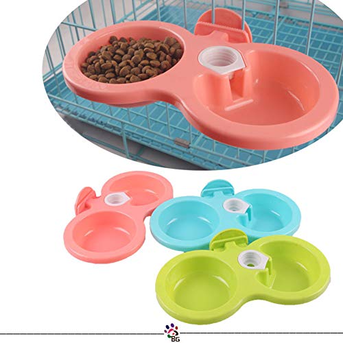 DENTRUN Pet Dog Bowls Stainless Steel Hanging Food Water Feeder Dish, Dog Feeding Bowl Cup Cage Plastic Case with Removable Bolt Holder for Cats Birds Puppy Rabbits,Food Grade Bowl