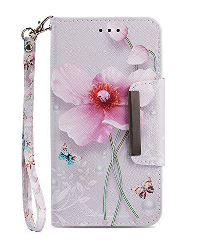 JanCalm iPhone 7 8 Wallet Case [Folio Cover][Stand Feature] Premium [Flower] Pattern iPhone 7/8 (4.7 inch) Credit Card Flip Case Protective PU Leather with Card Slot + Wrist Strap + Crystal Pen - Thumbnail 7