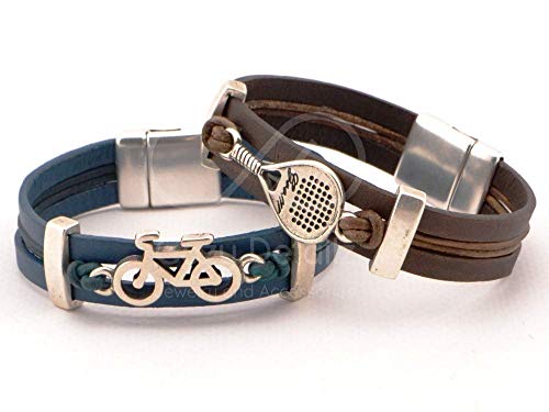 Playful tennis racquet leather bracelet, paddle bracelet, racquet player gift, sports fan, racquet charm, racquetball bracelet, FREE SHIPPING - Thumbnail 4