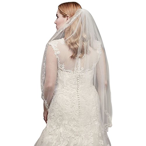 One Tier Mid Veil With Floral Swirl Embellishment Style V206  display picture 2