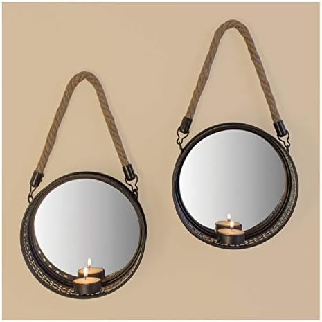 Pack Of 2 Wall Rope Hanging Mirror Candle Metal Sconce Tealight Holder Quality
