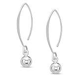 Sterling Silver Ear Wire Threader Ball Drop Earrings 6mm - 100% Hypoallergenic & Allergy Free Jewelry