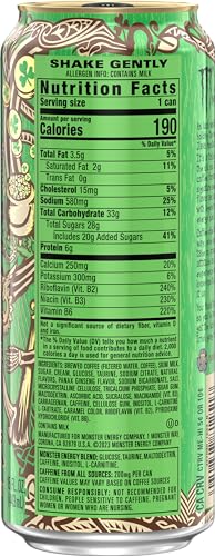 JAVA MONSTER IRISH CREME, COFFEE + ENERGY DRINK, 15 OUNCE (PACK OF 12)