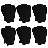 Mooca 6 Pieces Black Velvet Cover MDF Wood with Sturdy Cardboard Easel Necklace Display 7 3/8