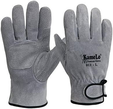 Kamelo 811 Welding Gloves Lined Leather, Grey - Suitable For Mig, Tig, Welders, BBQ, Gardening, Camping, Stove, Fireplace and More, (10 x 9.5) Inch (Pack of 1)