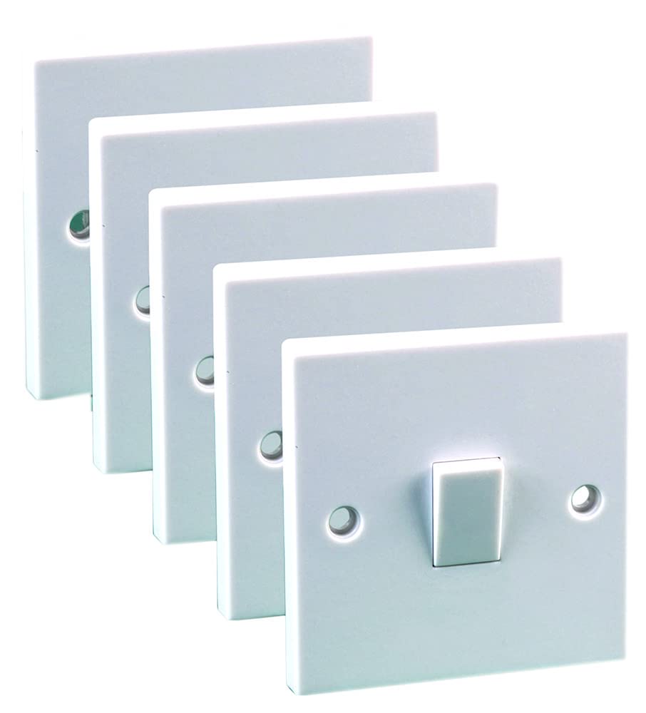 PRO ELEC PELB1125 Light Switches, bold>1 Gang, 1 Way, 10AX, White, Pack of 5