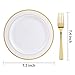 Nervure 204PCS Gold Dessert Plates with Forks - 102PCS 7.5inch Disposable Gold Plastic Plates and 102PCS Plastic Forks Perfect for Salads, Desserts, Parties, Catering, Christmas & Party & Father's Day