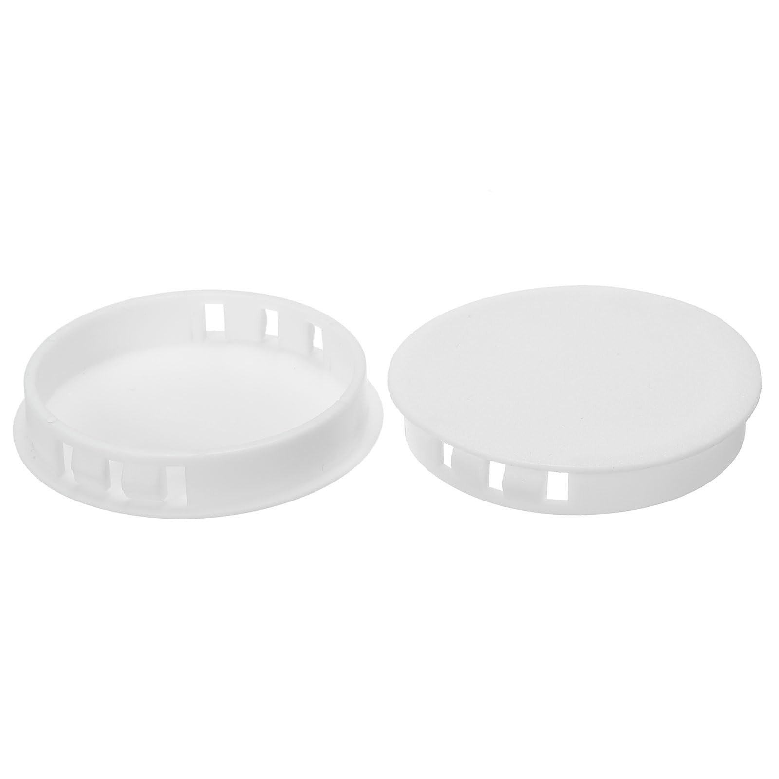 PATIKIL 60mm (2.4") Plastic Hole Plugs, 6Pcs Flush Type Round Hole Plugs Cover Snap in Locking Hole Tube for Table Kitchen Cabinet Furniture, White