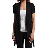 Rayon Short Sleeves Flyaway Cardigan Shawl Collar Shrug Cardi
