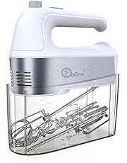 ON2NO Hand Mixer Electric, 450W Power Handheld Mixer with Turbo, Eject Button, 5-Speed Egg Beater Mixing for Dough, Egg, Cake, 5 Accessories (Whisk, Beaters, Dough Hooks) in Measuring Storage Case
