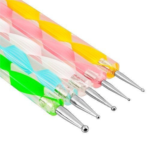 So Beauty 5pc 2 Way Dotting Pen Tool Nail Art Tip Dot Paint Manicure kit - Thumbnail 2