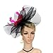 YSJOY Vintage Veil Mesh Feather Big Curl up Kentucky Hat Simulation Flower Bridal Shower Hat Wedding Cocktail Tea Party Hat Church Derby Hat Black