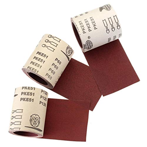 Yongse 3pcs Aluminum Oxide 115mmx5m Sandpaper 60 80 120 Grit Sandpaper Set
